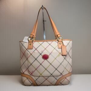 Coach F21863 Peyton Tattersall Tote B4 Multicolor Check Shoulder Bag NWT